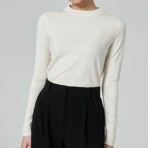 8 seconds, Basic Round Neck Pullover, Ivory, S